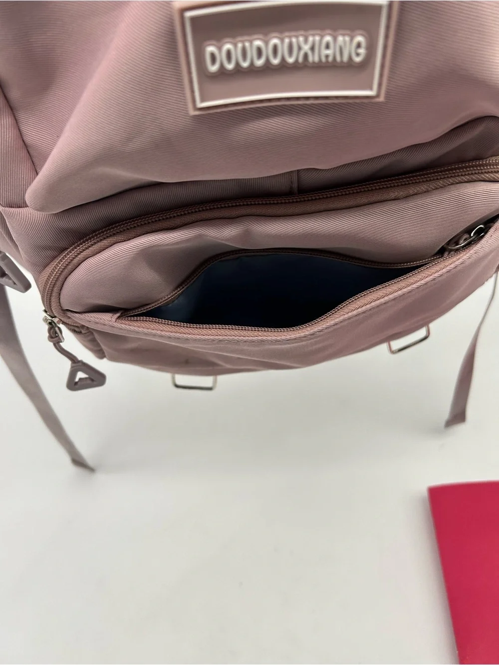 DOUDOUXIANG Dusty Pink Multi Pocket Backpack
